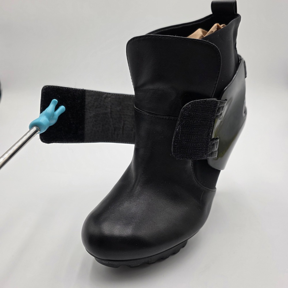 United Nude Black Leather Croc Embossed Heel Ankle Boots Size 37, 6.5 US - Picture 8 of 16